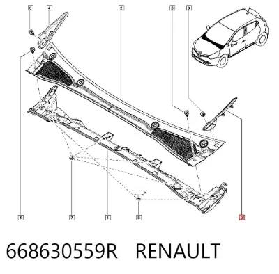 Canaleta del parabrisas RENAULT 668630559R