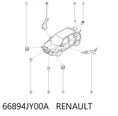 Moldura exterior del pilar delantero derecho RENAULT 66894JY00A