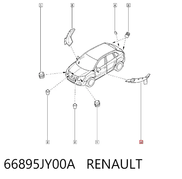 Moldura exterior del pilar delantero izquierdo 66895JY00A Renault (RVI)