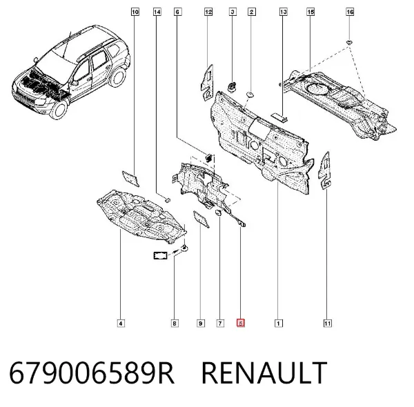 Aislamiento acústico del cortafuegos 679006589R Renault (RVI)