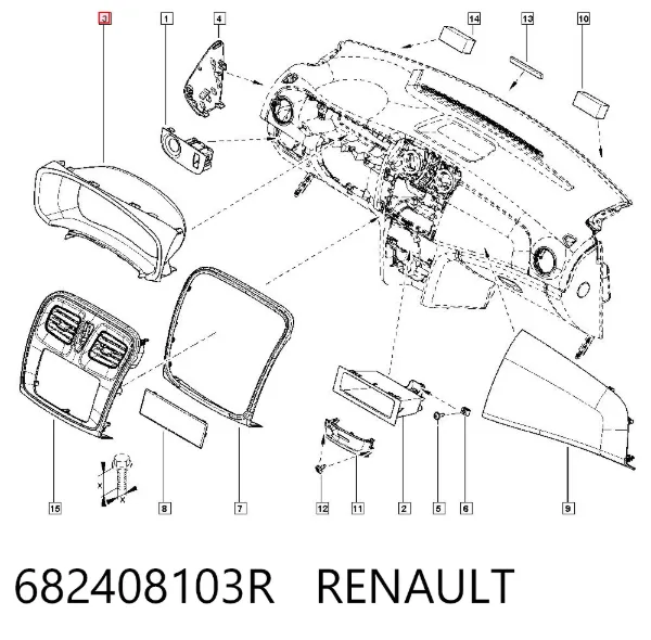 Moldura del tablero de instrumentos 682408103R Renault (RVI)