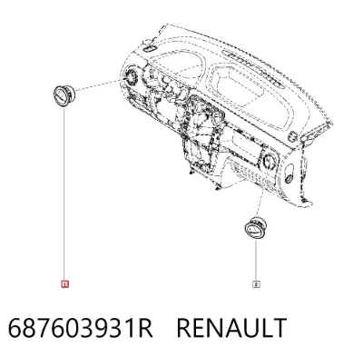 Rejilla de ventilación de salpicadero RENAULT 687603931R