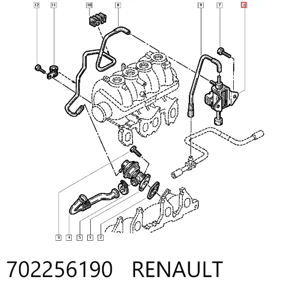 Válvula de solenoide de control de mariposa EGR 702256190 Renault (RVI)