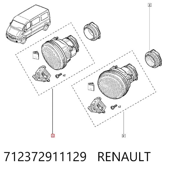 Faro antiniebla derecho 712372911129 Renault (RVI)