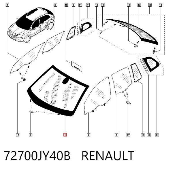 Parabrisas 72700JY40B Renault (RVI)