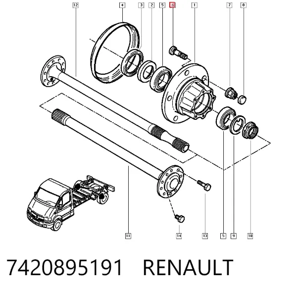 Espárrago de rueda trasera 7420895191 Renault (RVI)