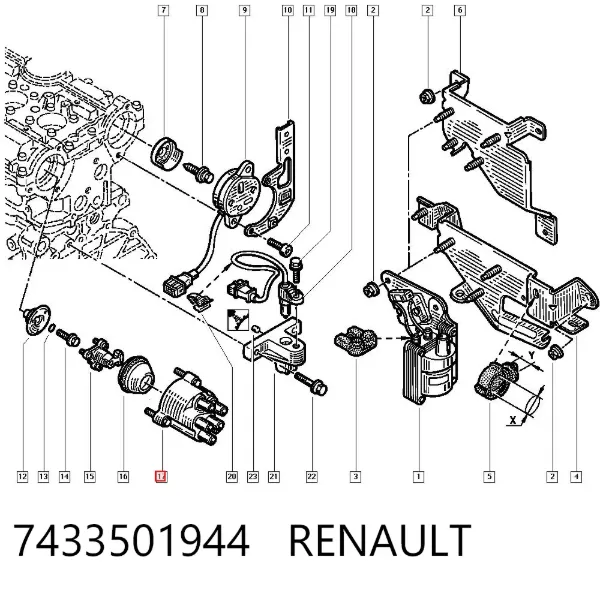 Tapa de distribuidor de encendido 7433501944 Renault (RVI)