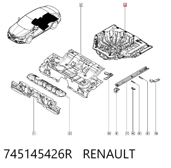 Fondo del maletero (hueco de la rueda de repuesto) 745145426R Renault (RVI)