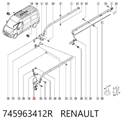 Rodillo inferior derecho de puerta corrediza RENAULT 745963412R