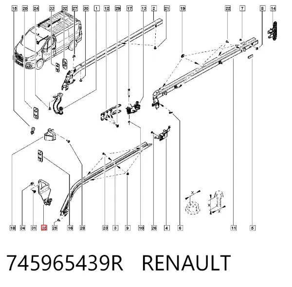 Rodillo inferior derecho de puerta corrediza 745965439R Renault (RVI)