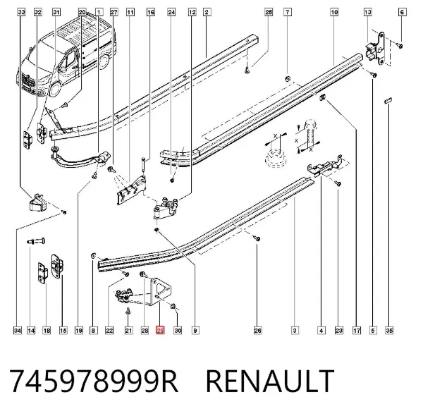 Rodillo inferior izquierdo de puerta lateral corrediza 745978999R Renault (RVI)