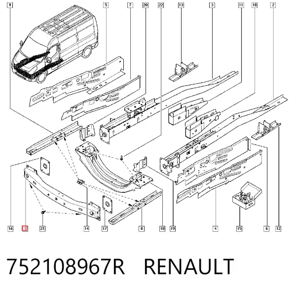 Refuerzo parachoque delantero 752108967R Renault (RVI)