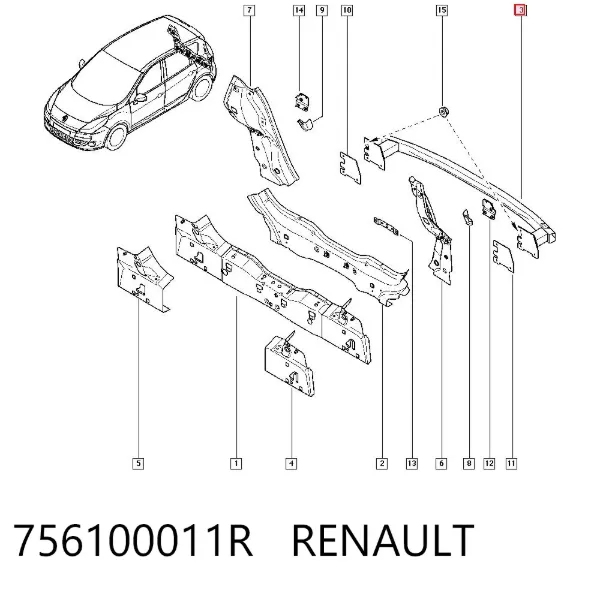 Panel del maletero trasero 756100011R Renault (RVI)