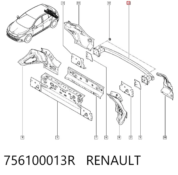 Refuerzo parachoques trasero Renault Megane III