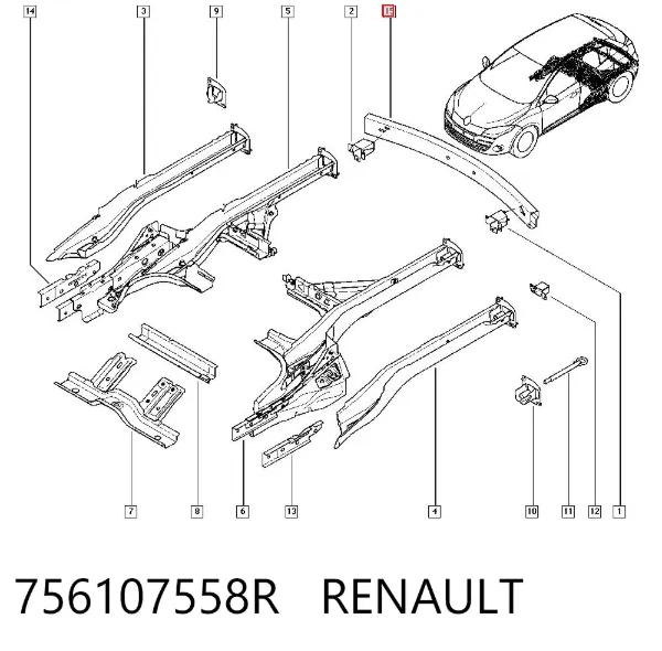 Refuerzo parachoques trasero Renault Fluence L3