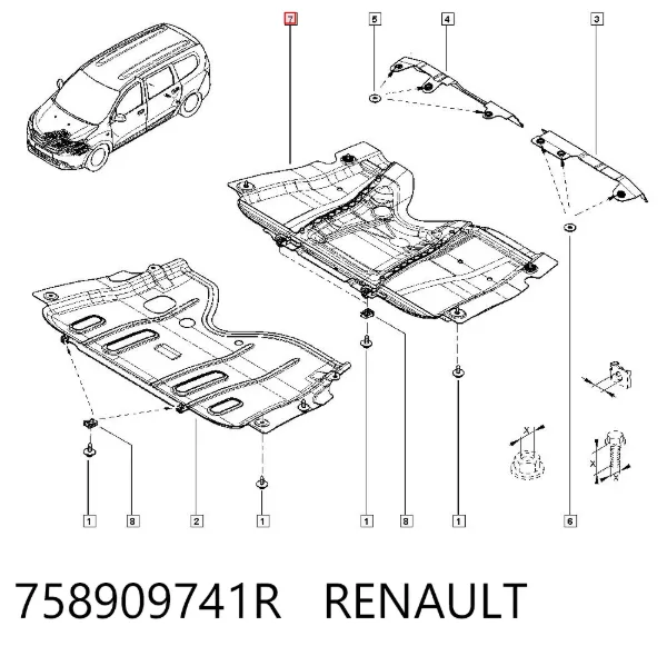 Protección delantera del motor 758909741R Renault (RVI)