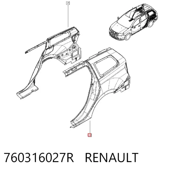 Aleta trasera izquierda 760316027R Renault (RVI)