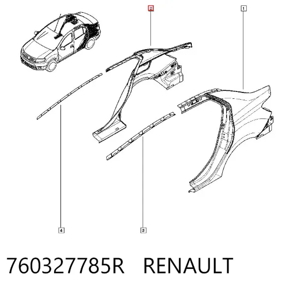 Aleta trasera derecha 760327785R Renault (RVI)