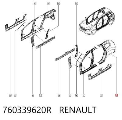 Aleta trasera izquierda RENAULT 760339620R