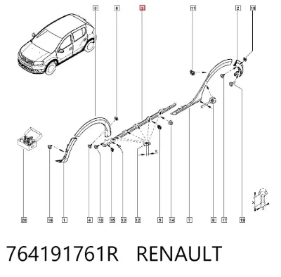 Moldura exterior izquierda del umbral RENAULT 764191761R