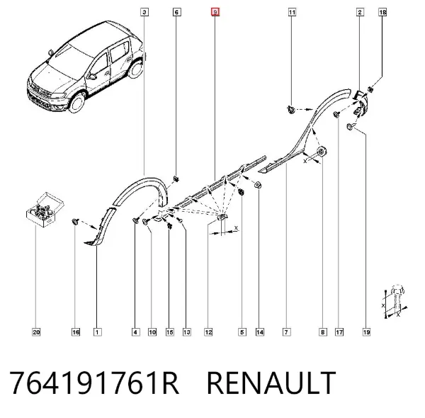Moldura de umbral exterior izquierda 764191761R Renault (RVI)