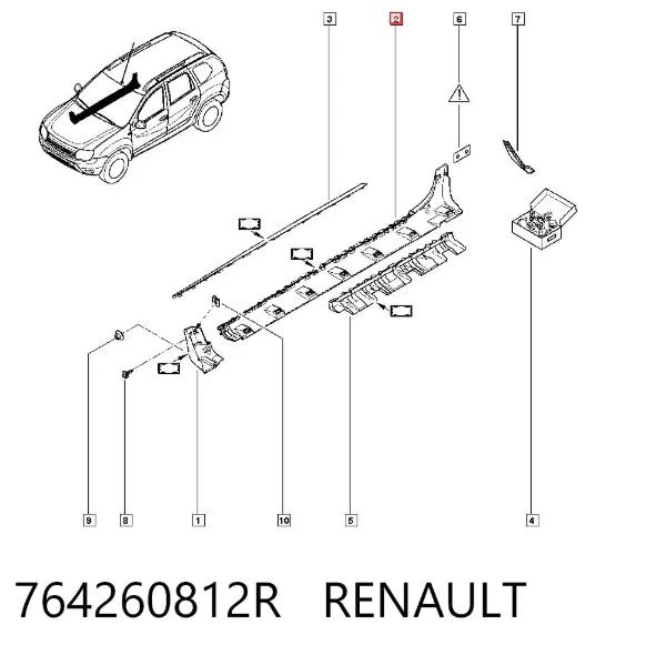 Moldura exterior derecha del umbral 764260812R Renault (RVI)