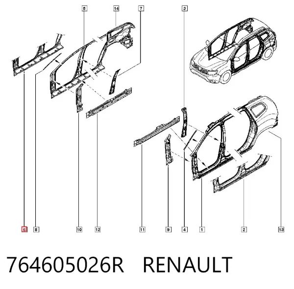 Umbral de puerta, derecha Dacia Duster HM
