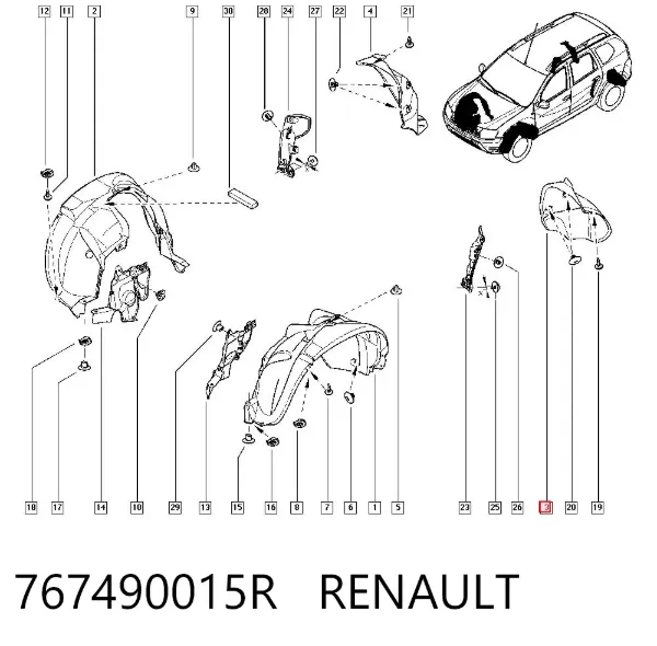 Paso de rueda trasero izquierdo trasero 767490015R Renault (RVI)
