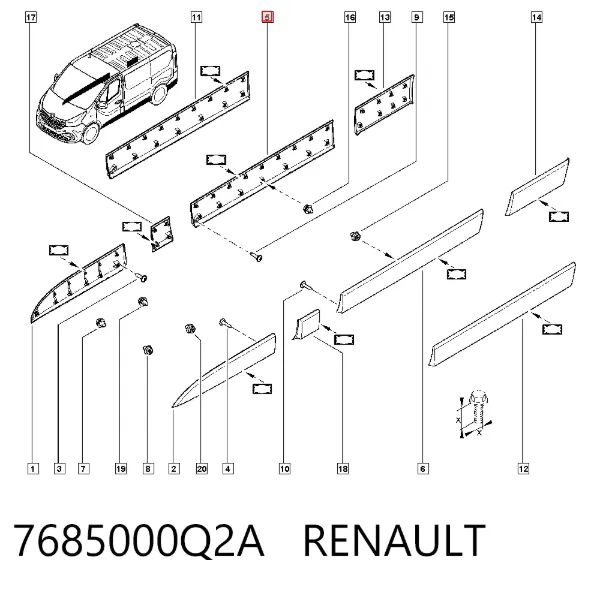 Moldura de puerta corredera 7685000Q2A Renault (RVI)
