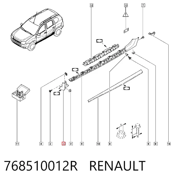 Moldura exterior del umbral delantera izquierda 768510012R Renault (RVI)
