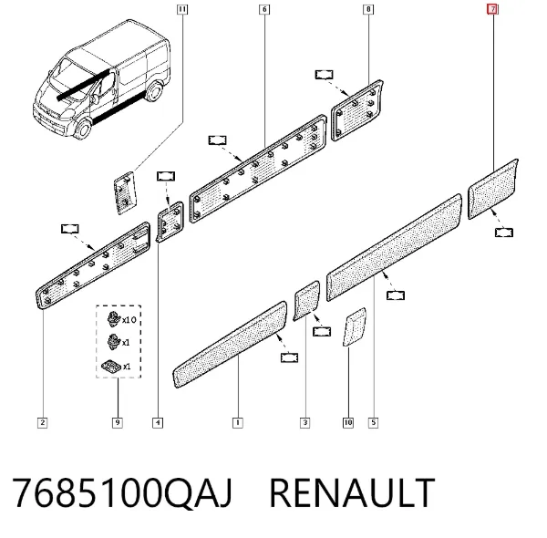 Moldura de guardabarros trasero izquierdo 7685100QAJ Renault (RVI)