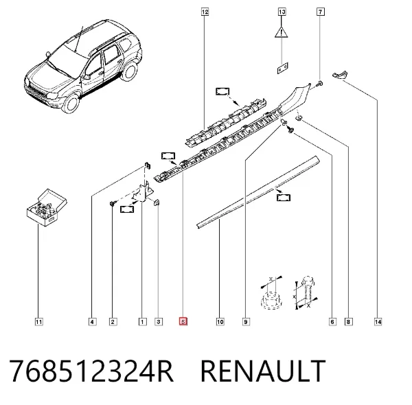 Moldura de umbral exterior izquierda 768512324R Renault (RVI)