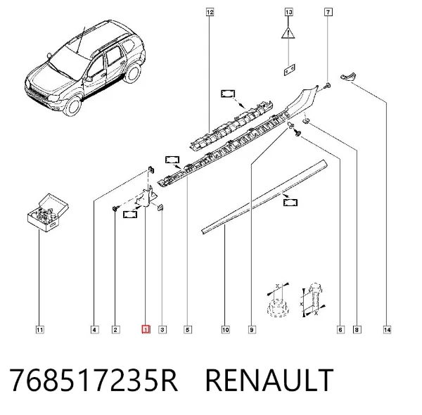 Moldura exterior del umbral delantera izquierda 768517235R Renault (RVI)