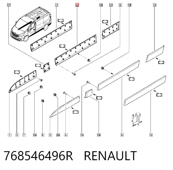 Moldura de puerta corredera 768546496R Renault (RVI)