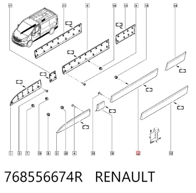 Moldura de puerta corredera RENAULT 768556674R