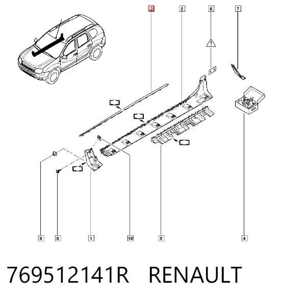 Moldura exterior derecha del umbral 769512141R Renault (RVI)