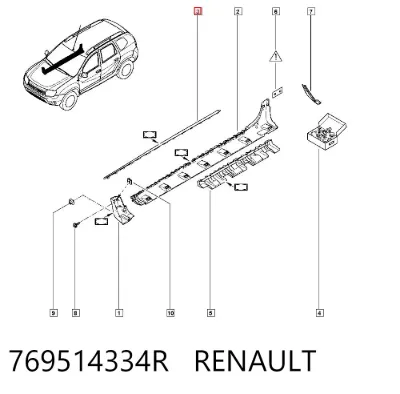 Moldura exterior derecha del umbral RENAULT 769514334R