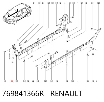 Clip de fijación de moldura de puerta RENAULT 769841366R