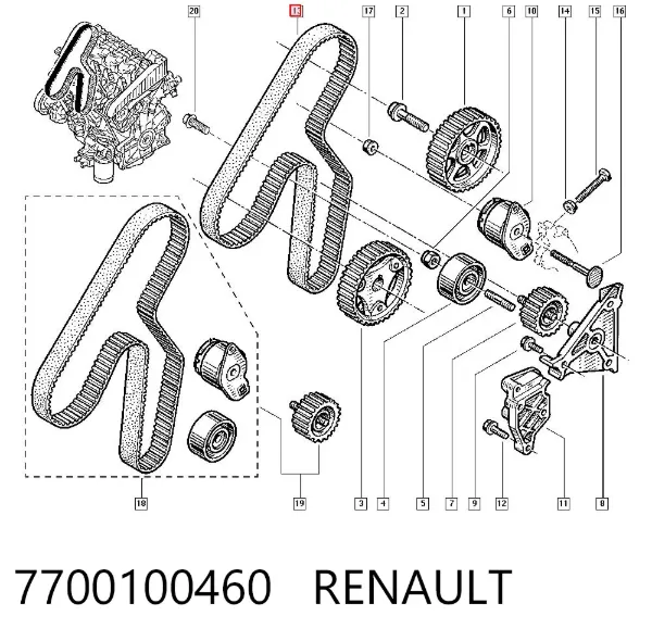 Correa distribución 7700100460 Renault (RVI)