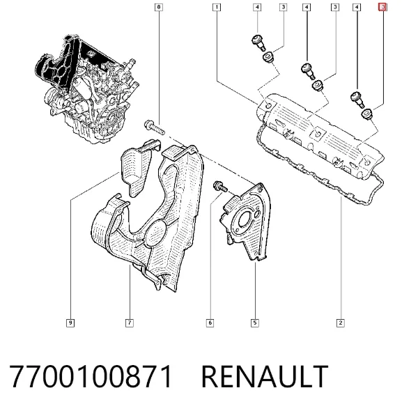 Arandela del perno de la tapa de válvulas 7700100871 Renault (RVI)