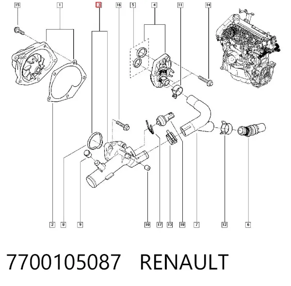 Sensor de temperatura 7700105087 Renault (RVI)
