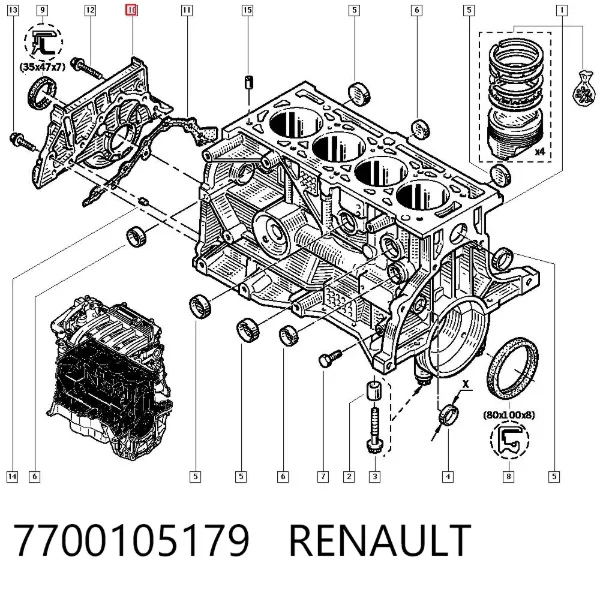 Tapa delantera del motor 7700105179 Renault (RVI)