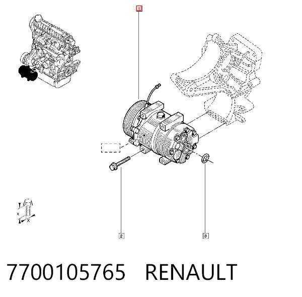 Compresor de aire acondicionado 7700105765 Renault (RVI)
