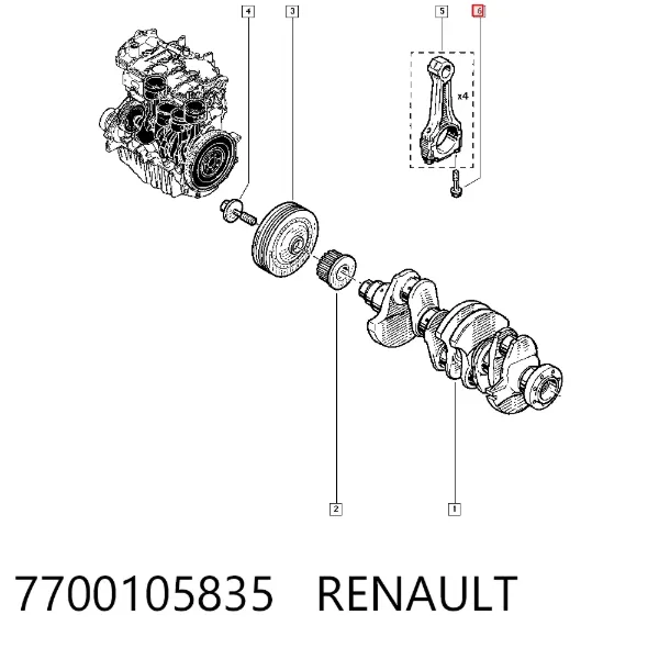 Tornillo de biela 7700105835 Renault (RVI)