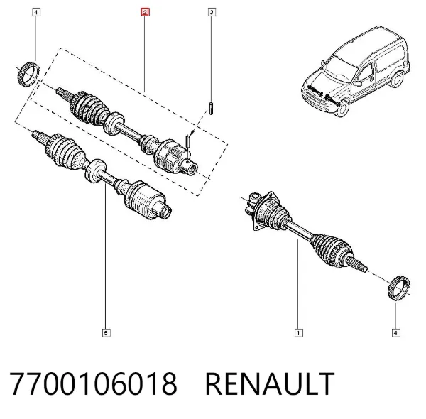 Semieje delantero derecho 7700106018 Renault (RVI)