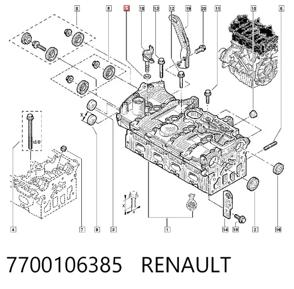 Junta del regulador de fase del árbol de levas 7700106385 Renault (RVI)