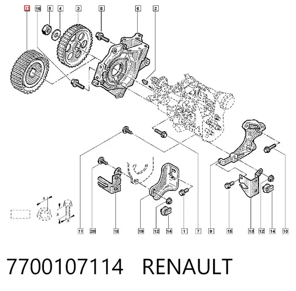 Engranaje de estrella, bomba de inyección 7700107114 Renault (RVI)