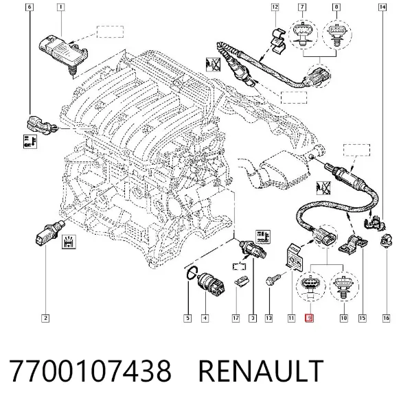 Sonda lambda 7700107438 Renault (RVI)