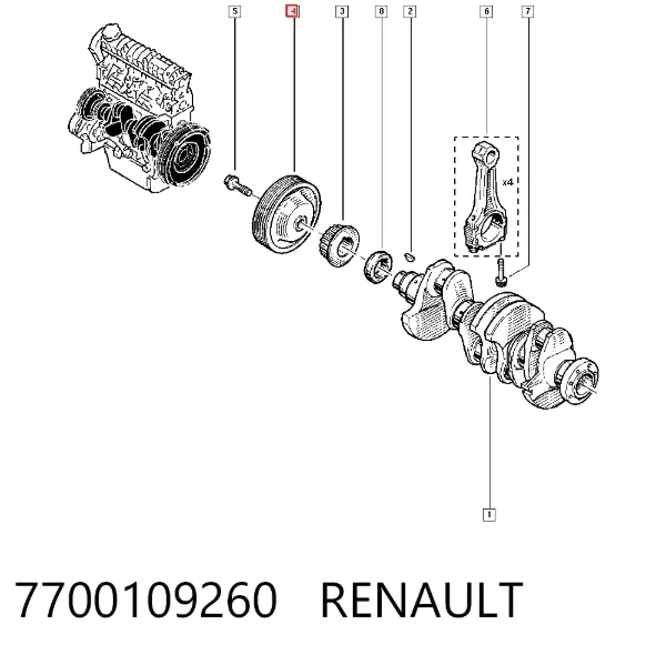 Polea de cigüeñal 7700109260 Renault (RVI)
