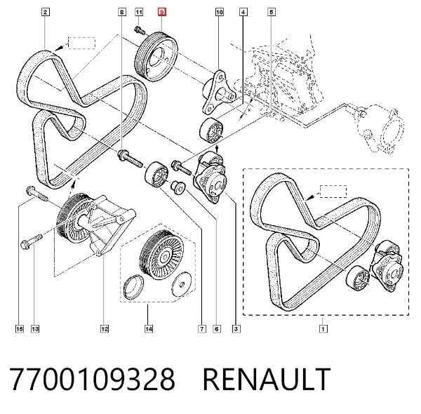 Polea de la bomba de dirección asistida 7700109328 Renault (RVI)